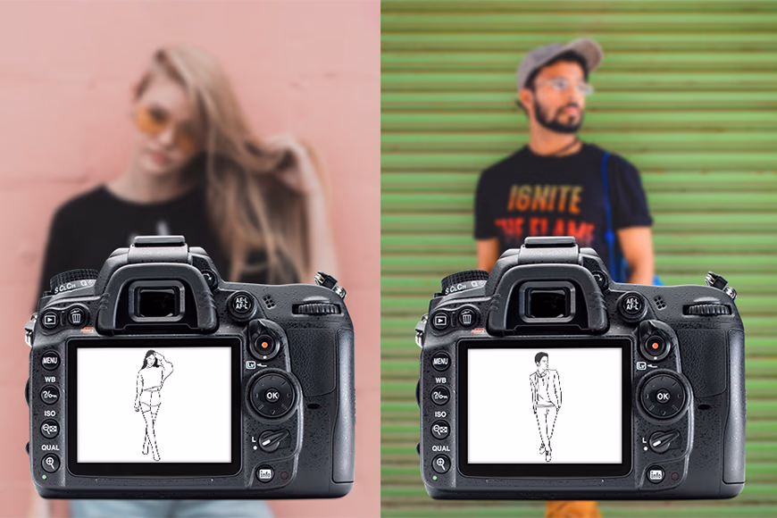 An illustration of pose cards showing different bikini photography poses