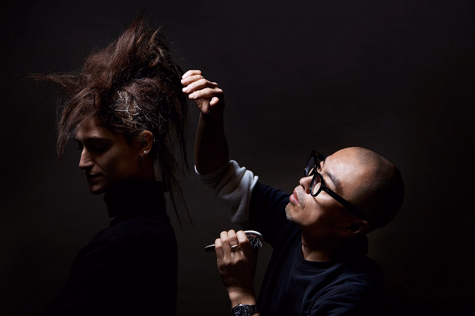 Haider Ackermann backstage at the Paris Fashion Week Fall-Winter 2015