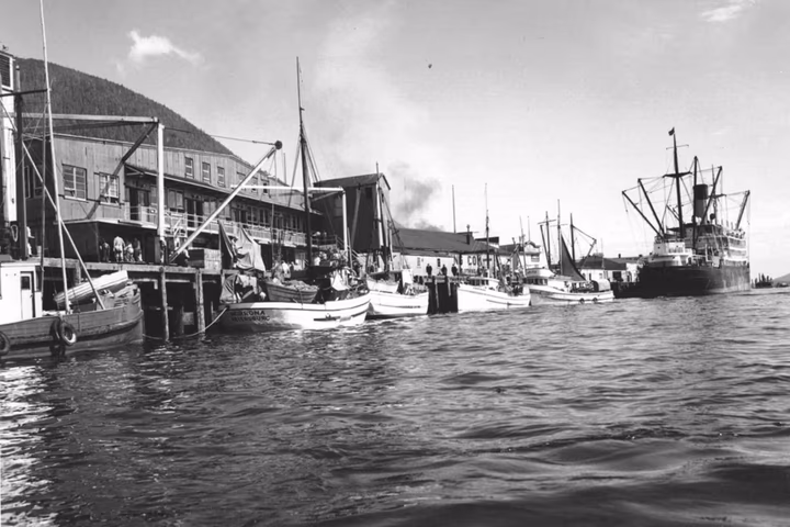 Small boats old album photo vintage picture