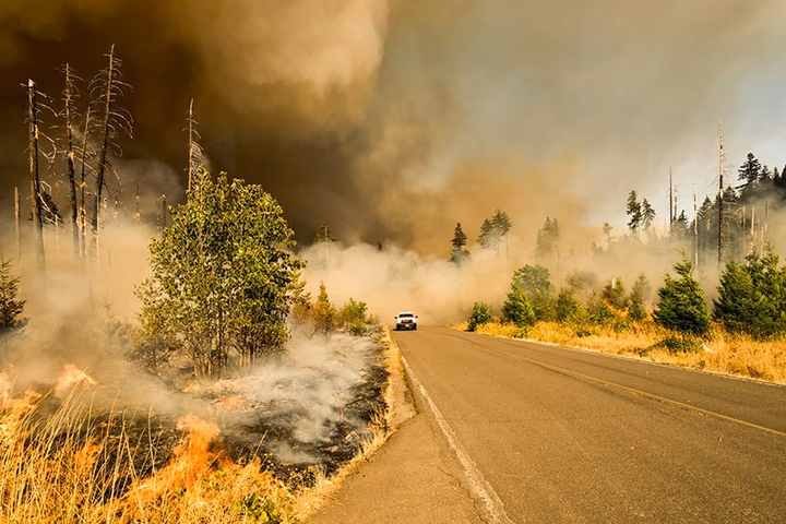 A photojournalist carefully documenting a disaster zone with a long lens