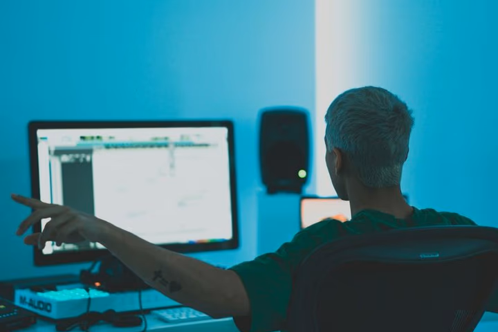 Music composer working on a film score